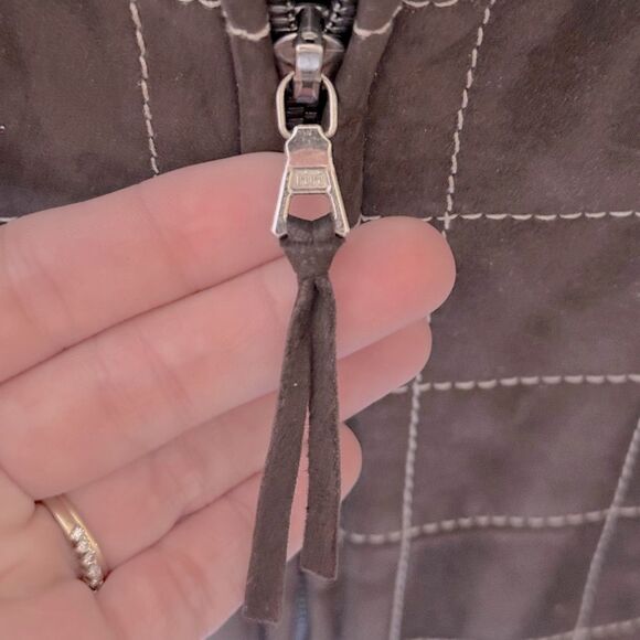 Vintage Handmade LUCIANO BARBERA Brown Nubuck Leather Quilted Full Zip Vest 54 - Picture 3 of 11